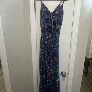 Jessica Simpson Vibrant Teal and Pink Maxi Dress